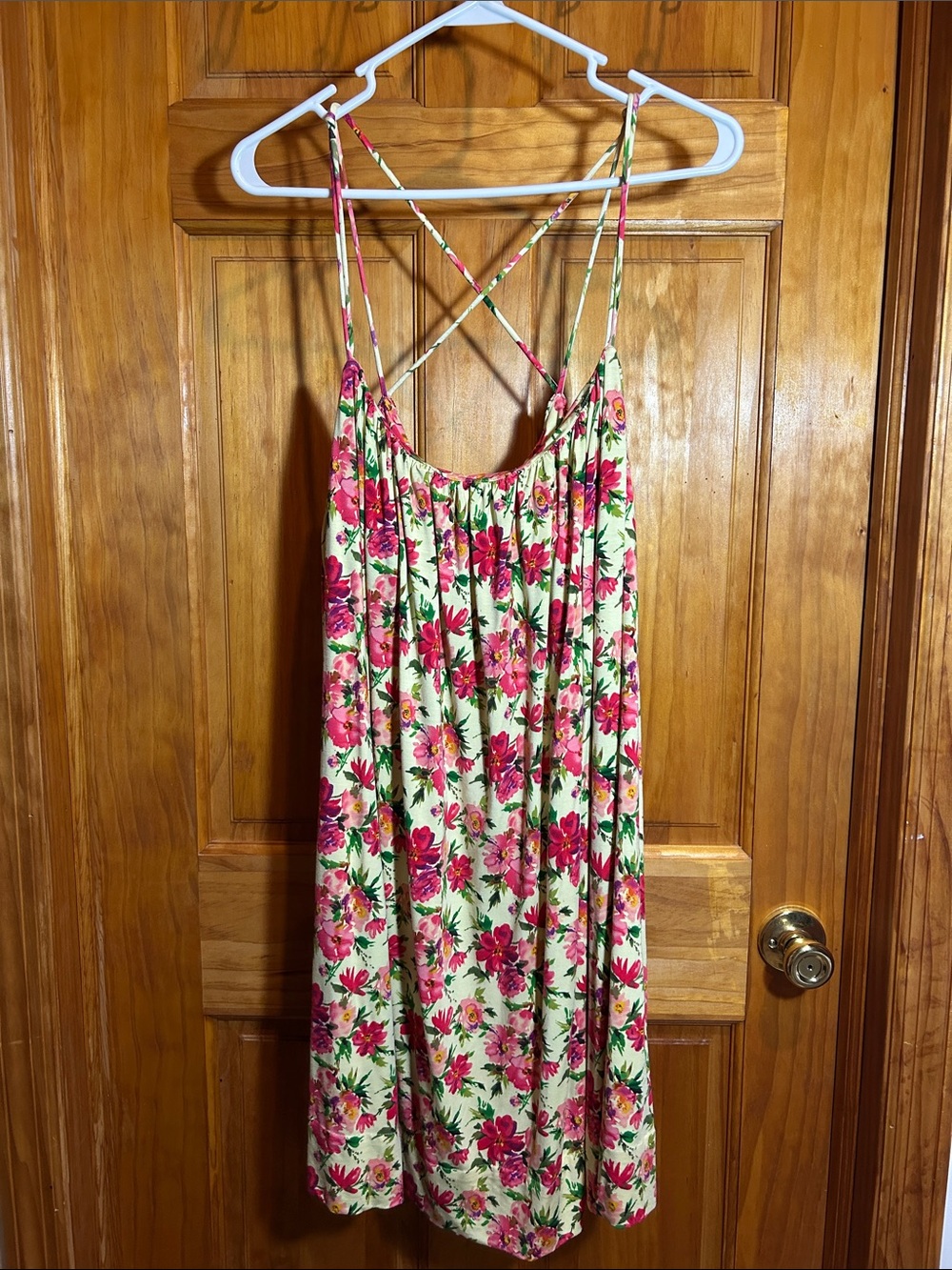 Calvin Klein Pink Floral Slip Dress on Cream